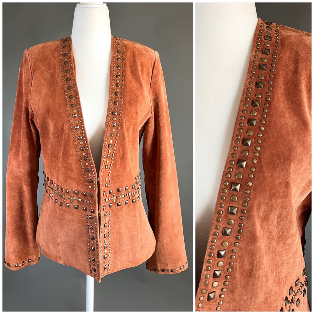 C concept genuine suede studded jacket blazer